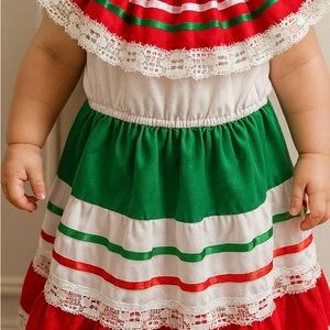 Cultural Festive Red and Green celebration Baby Dress